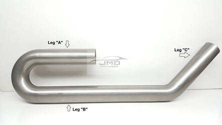 Mandrel Bend - Stainless Steel - 2-1/4" on a 3" CLR - U Bend w/ Attached 45 Mandrel Bend, Stainless, 2-1/4",  3", CLR UJ-Pipe, J Pipe, JPipe, JMD Bends, bends, Tubes, Fabrication