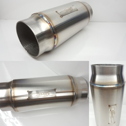 Exhaust Resonator - Stainless Steel - 4" Inlet/Outlet - 5" Case - 12" Length 