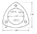 3 Bolt Flange for 2-1/2" Tube - Mild Steel - FG-MS-3B-L250