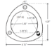 3 Bolt Flange for 3" Tube - Stainless Steel - FG-SS-3B-L300