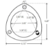 3 Bolt Flange for 3" Tube - Stainless Steel - FG-SS-3B-L300