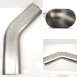Mandrel Bend - Stainless Steel - Oval - 3" Nominal Tubing - 45 Degree - Horizontal 
