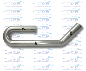 Mandrel Bend - Stainless Steel - 1-3/4" on a 2" CLR - 180° w/ Attached 45° 